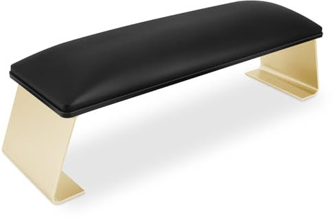 Cleanable Arm Rest for Nails Tech, Waterproof Nail Arm Rest Stand Manicure Hand Rest with Non-Slip Aluminum Alloy Legs, Technology Leather, Nail Polish Can Be Wiped Off, HR602 (Black)