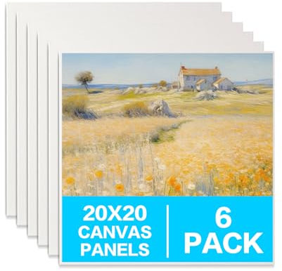 6 x 20x20CM Magnetic Canvas Boards, Blank Cotton Panels for Acrylic, Oil & Watercolor Painting