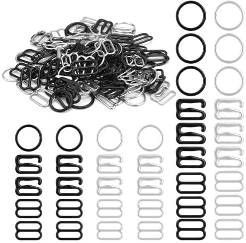 NQEUEPN 120pz Ganci per Spalline Reggiseno, 3 Modelli Ganci per Reggiseno Metallo Fermaglio per Reggiseno 2 Misure Clip per Spalline del Reggiseno Accorciatore per Bikini Costume Bagno Abito Lingerie