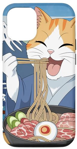 Japan Kawaii Katze Ramen Nudel Mount Fuji Anime Ramen Katze Hülle für iPhone 13
