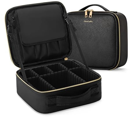 ZhenGuiRu Trousse de maquillage avec 3 couleurs réglables et miroir LED - Séparateurs réglables - Trousse de toilette pour femme, NM