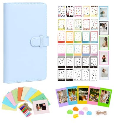 Aisnyho Instant Film Accessories Kit for Instax Mini LiPlay 12 11 9 8+ 8 evo 99 SE 40 90 70 50S 26 25 7S Camera,Include Album/Film Stickers/Mini Frames/Colorful Clip (Pastel Blue)