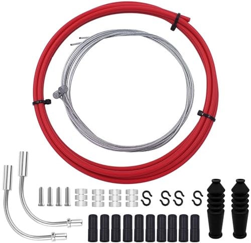 Juego de Cables de Freno Bicicleta - Cables de Freno para MTB con Instalación Fácil - Kit de Cable de Freno MTB (Rojo)