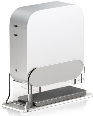 Likesing Acrilico Supporto da Tavolo per Mac Mini M4/M4 Pro 2024 Accessori Pulsante di Accensione Istantanea con Ventilazione Dissipazione del Calore Regalo Accessorio Supporto