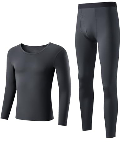 Mauro Kane Men’s Thermal Underwear Set Warm Base Layer Winter Ski Wear | Cotton Lined Top and Bottom Set,Moisture Wicking,3 Layers Cold Proof,for Running/Weight Training/Cycling/Yoga
