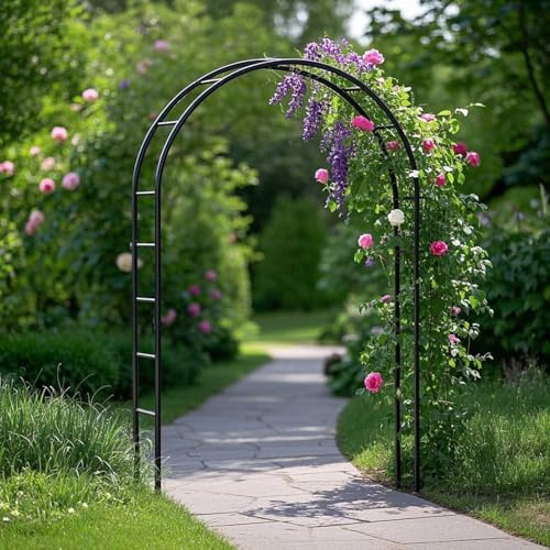 Rankgitter aus Metall, für Kletterpflanzen, Pergola-Laube aus Stahl, für Hochzeiten und Veranstaltungen, 350 x 220 cm, Gartendekoration, Torbogen