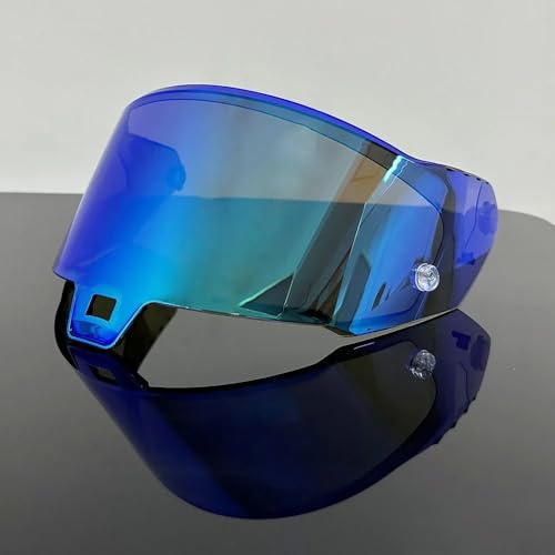 Generisch Motorradhelm-Sonnenblende, Schutzbrillenlinse, passend for Alpinestars Supertech R10-Helm, Anti-UV-Schutzvisier(Blue)