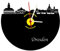 bigcopy e.K. Wanduhr Dresden Skyline, schwarz-gelb hochwertige Acrylglas Uhr mit lautlosem Quarzwerk, 3mm Stärke