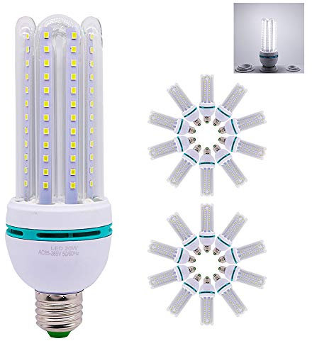 Chao Zan E27 LED Lampe U-Form Glas Glühbirne 20 W LED 2000LM ersetzt 200 W Halogen Leuchtmittel, AC 220 V E27, Kaltweiß (6000 Kelvin), Speichern 90% Energie,LED Energiesparlampe, 20 er Pack