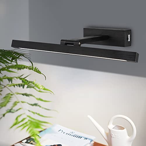 MantoLite LED Einstellbare Farbtemperatur Bilderleuchte 40CM 8W Verstellbarer Spiegel Beleuchtung Fixture Schlafzimmerleuchte in Gebürstetem Schwarz Leseleuchten Display Lampe (3000K/4500K/6000K)