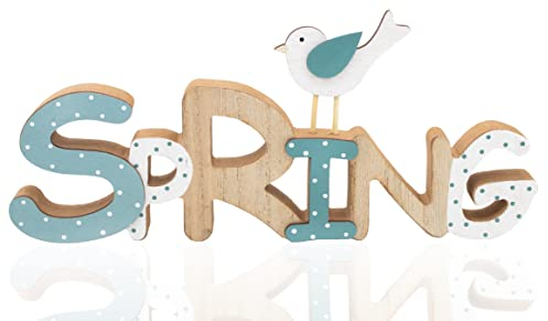 B2S BACK2SEASON Holz Aufsteller Spring Frühling Schriftzug stehend Raumdeko Dekoration B=29cm