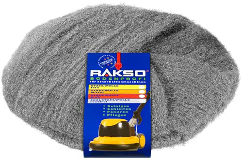 RAKSO Bodenprofi Scheifscheibe Stahlwolle mittel, 1x Scheifscheibe für Einscheibenmaschinen, reinigt, schleift, poliert, pflegt Holz-, Steinböden