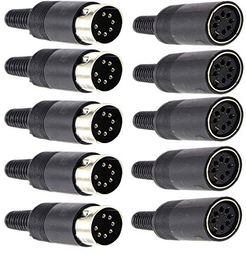 RUNCCI-YUN 10pcs 7 Broches DIN Haut-Parleur fiche,Audio Vidéo connecteur DIN,souder DIN connecteur, pour HiFi Haut-Parleur,Ordinateur Claviers Souris ( mâle vers Femelle )