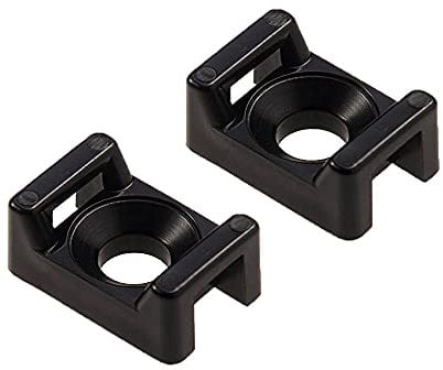 Black Screw Mount Cable Tie Bases - Cable Ties up to 5mm Wide - 4mm (M4) Screw Hole - Saddle Mount Cable Tie Fixings (25)