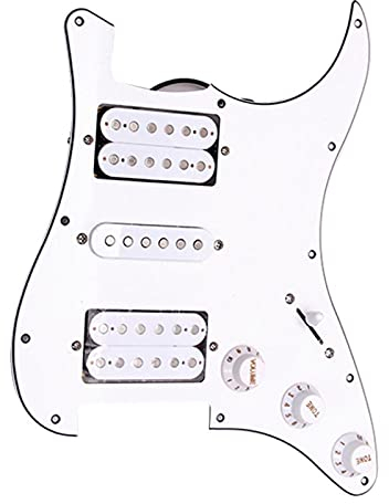 ZUZU Weiß Geladener Pickguard 3ply 11-lösches HSH. Humbuckers Pickup Für Stratocaster Pickup Vorverdrahtetes Schlagbrett