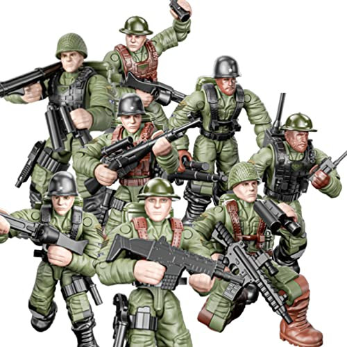 MEIEST Soldaten-Modellausrüstung aus dem Zweiten Weltkrieg, Baustein-Spielzeug, Soldaten-Action-Mini-Figuren mit Mehreren militärischen Waffen, Zubehör, Partygeschenk-Set für Jungen, 8 Stück