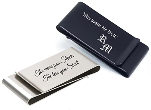 aplusashop ID Geldklammer zweifach mit Gravur nach Wunsch Edelstahl Geldclip NEU Silber/Schwarz