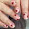 24pcs Square Stick on Nails Short, Press on Nail French Tip False Nails with Red Heart Design Removable Glue-on Acrylic Full Cover Fake Nail Art Accessories for Women Girls