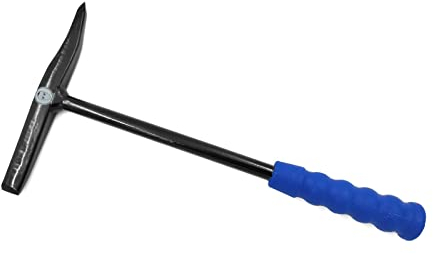 Schlackehammer aus geschmiedetem Stahl 470 g schwer schwarz lackiert mit blauem Griff