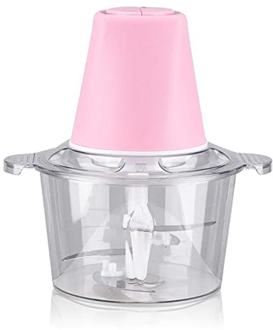 ZAJCI Robot culinaire Hachoir à légumes capacité 2L Bol en Verre Hachoir à Viande avec 4 Lames à Deux Niveaux pour Viande légumes Fruits, Rose