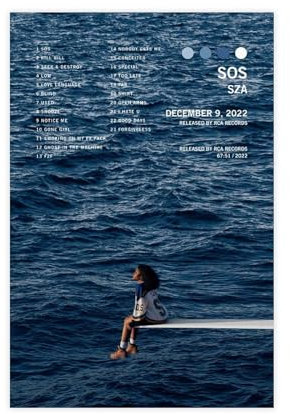 BSapp Sza Poster Sos Album Cover Poster 5 Leinwand Poster Wandkunst Dekor Druck Bild Gemälde für Wohnzimmer Schlafzimmer Dekoration 20 x 30 cm