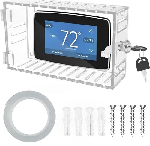 HAIJED Thermostat Lock Box with 2 Keys, Transparent Thermostat Protective Cover, Acrylic Thermostat Guard Box, Wall Mounted Universal Thermostat Cover Box for Most Thermostat(20x12x5.7cm)
