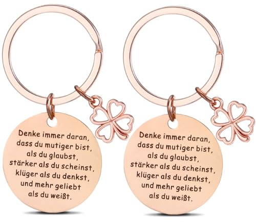Zocipro 2 Stück Geschenke für Frauen, Glücksbringer Schlüsselanhänger, Motivationsgeschenke, Mutmacher Geschenk, Dankeschön Geschenke für Frauen Freundin Kollegen Geburtstag, Weihnachtsgeschenke