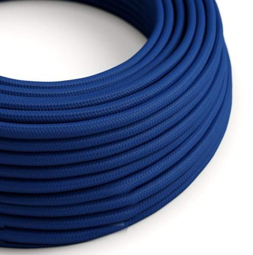 LEDSone Dark Blue 16.4ft Vintage 2 Core Round 18 Gauge Cable Fabric Cloth Covered Electrical Wire, 5m 2 Conductors Lamp cable Modern Cloth Covered Wire for Pendant Light Bulb Industrial DIY Project.
