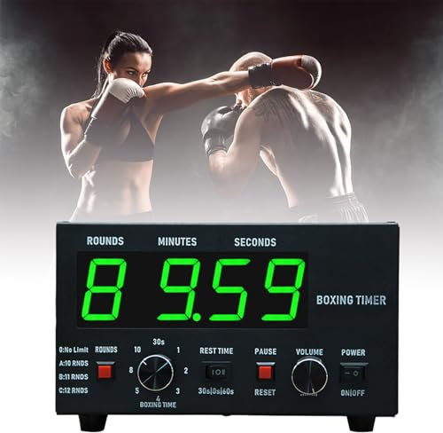 Temporizador de intervalos de Boxeo clásico, Temporizador de intervalos de Gimnasio Profesional con Pantalla LED, Temporizador de Boxeo portátil con Sonido Ajustable y cronómetro(Green)