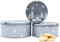 Spetebo Metall Gebäckdose 3er Set 19/16 / 13 cm grau - WINTER - Runde Keksdosen mit weihnachtlichem Motiv - Plätzchen Keks Gebäck Vorrats Geschenk Dose ineinander stapelbar