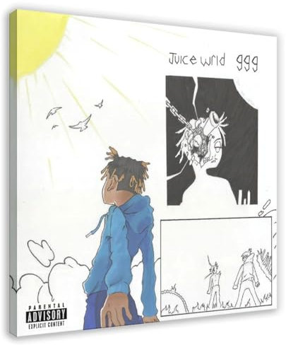 LLINJR Juice Wrld In My Head Music Album Cover Canvas Poster Bedroom Decor Landscape Office Room Decor Gift 16x16inch(40x40cm)