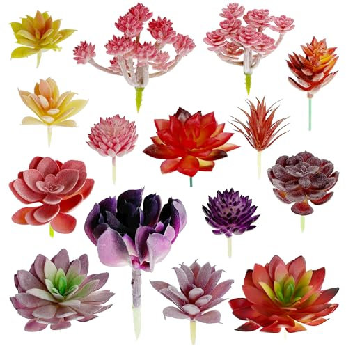 Woohome 15 Pz Plantas Suculentas Artificiales, Suculentas Artificiais Flocadas, Mezclado Suculentas Artificiales Plantas Decorativas Artificiales Plantas Suculentas para Hogar, Jardín, Interior