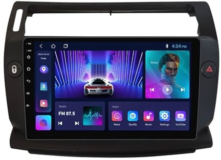 ZCHBSM Android 12 Estéreo para automóvil Pantalla táctil de 9 pulgadas Radio para automóvil para Citroen C4 2004-2014 Unidad principal GPS multimedia Reproducción de control del automóvil con navegaci