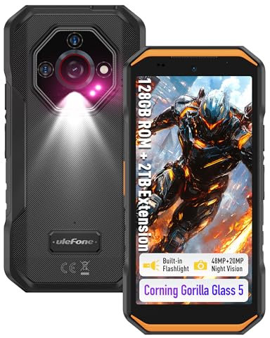 Ulefone Armor X32 Rugged Smart Phone, 12GB+128GB/2TB, 48MP+20MP Night Vision, MTK G91, 5.65 Corning Gorilla Glass Tough Screen, 4G 3-Card Slot Waterproof Android 14 Mobile Phones Unlocked NFC Orange