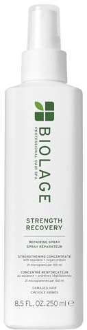 Biolage, Spray Ristrutturante, Per Capelli Danneggiati e Sensibilizzati, Termoprotettore Fino a 230°C, Fibra Capillare Rinforzata, Con Squalane Vegano, Formula Leggera, Strenght Recovery, 250 ml