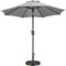 Yaheetech 2.7m Garden Parasol Umbrella Patio Table Umbrella Outdoor Tilting Crank & Handle Parasol with 14kg Resin Base Stand Light Gray