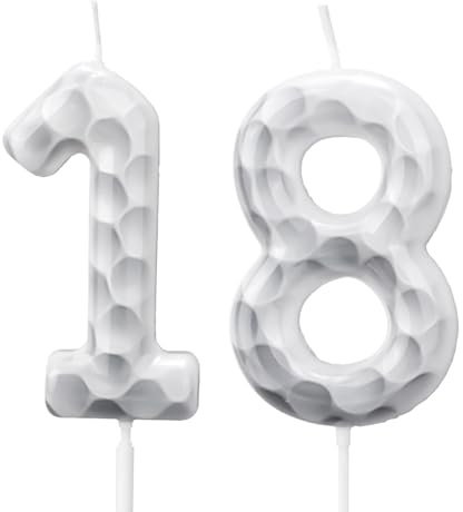 Golf Themed Birthday Candle, Golf Cake Topper Number Candle for Sports Party Decorations Tournaments Celebrations (18)