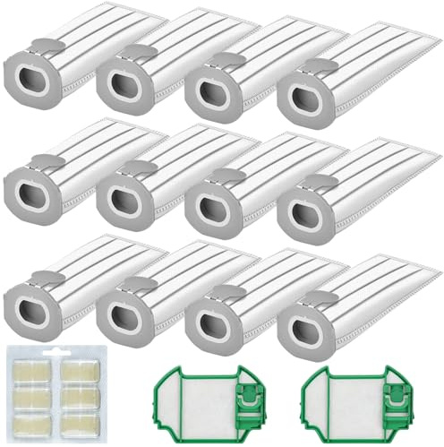 12 Sac Aspirateur Compatible pour Vorwerks Kobold VK7 FP7 Sac Aspirateur KoboldVK7 Sacs pour Aspirateurs Sac Aspirateur VK7 en Microfibre Non-tissée pour Vorwerks Kobold VK7 avec 2 Filtres, 6 Parfum