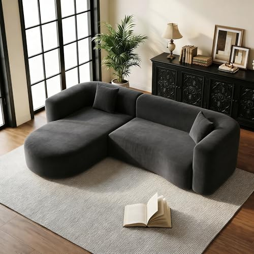 AVAWING Ecksofa 280cm 3-Sitzer L-Form montagefrei,Schwarz | Pure Foam Polster, Eckcouch, für Wohnzimmer,stabiler Rahmen, pflegeleicht, bequeme Sitzfläche