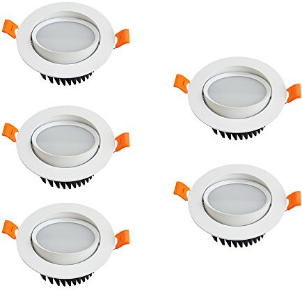 Chrasy 5er LED Einbaustrahler Set LED Einbaustrahler - Warmweiss 220V Weiss Schwenkbar - Einbauspots - Einbauleuchten (5W-Warmweiss-5er-Pack)