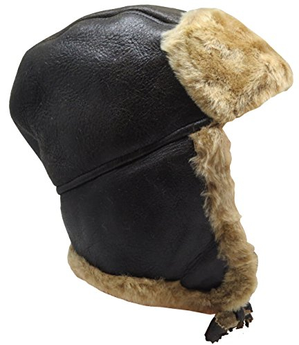 Felltrade Herren Lammfell Schaffell Fliegermütze Chapka Bomber Hut Dunkelbraun (M, Kaffee)