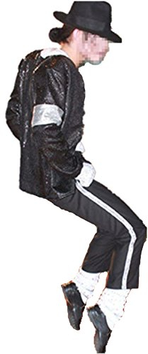 Shuanghao Kinder Erwachsene Kostüme Jacket+Pant+Socken+Glove(4pcs Set) Weihnachten Halloween Cosplay Partys Tänze Retro Punk Männer Frauen Jungen Mädchen Outfits Schwarz (W: 45-55kg H:150-160cm)