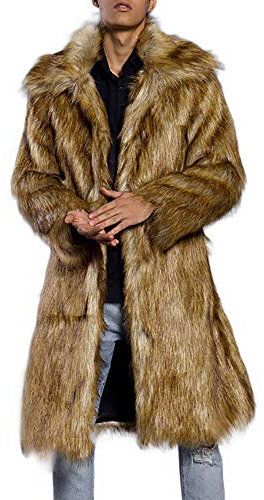 Soldes Hiver Manteau Fausse Fourrure Homme,Overdose Mode Parka Long Veste Casual Faux Fur Coat