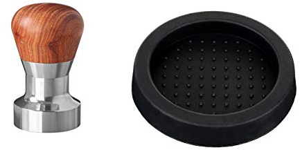 scarlet espresso | Tamper »Passion« für Barista; mit ergonomischem PVC- oder Edelholzgriff nach Wahl und Präzisions-Edelstahlbasis (Set 41 mm & Tamperablage)