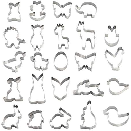 24 UNIDS Pascua Conejo Pato Forma de Pollo Cortador de Galletas Set de Acero Inoxidable Animal Modelo de Galleta DIY Suministros para Hornear