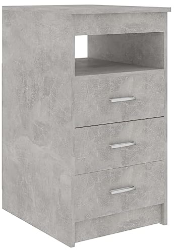 vidaXL Sideboard mit Schubladen Kommode Anrichte Schrank Mehrzweckschrank Beistellschrank Schubladenschrank Betongrau 40x50x76cm Holzwerkstoff