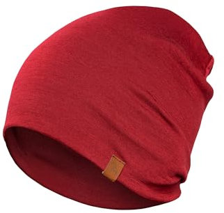 menique Sportmütze Herren Merinowolle Beanie Mütze Unisex Thermo Laufmütze Helm Unterziehmütze Atmungsaktive Funktionsmütze für Laufen Skifahren Radfahren Snowboarden Königskirsche Rot