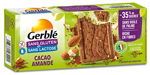 Gerblé Biscuits Cacao amandes, Sans gluten & Sans lactose, 12 biscuits, 150 g, 216664
