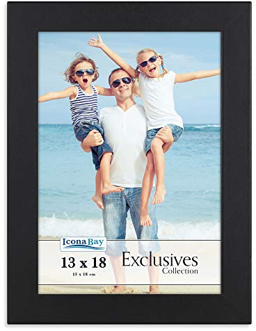 Icona Bay 13 x 18 cm Schwarzer Bilderrahmen, stabiler Bilderrahmen aus Holzverbundstoff 13 x 18, elegantes Design, Tischplatte oder Wandhalterung, exklusive Kollektion