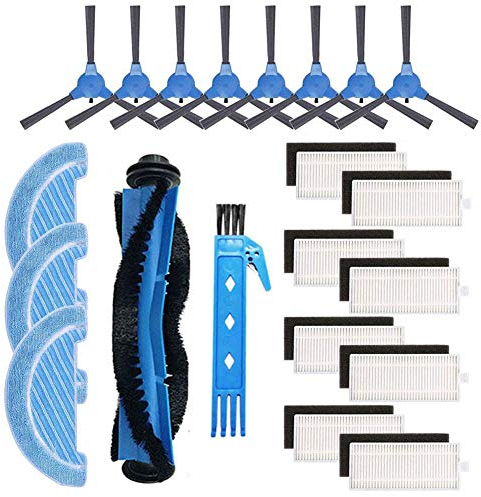 DOKKOO Kit de Accesorios de Repuesto para la aspiradora Robot Conga 1090 (1 Cepillo Principal & 8 filtros Hepa & 8 cepillos Laterales & 3 Trapos de fregona